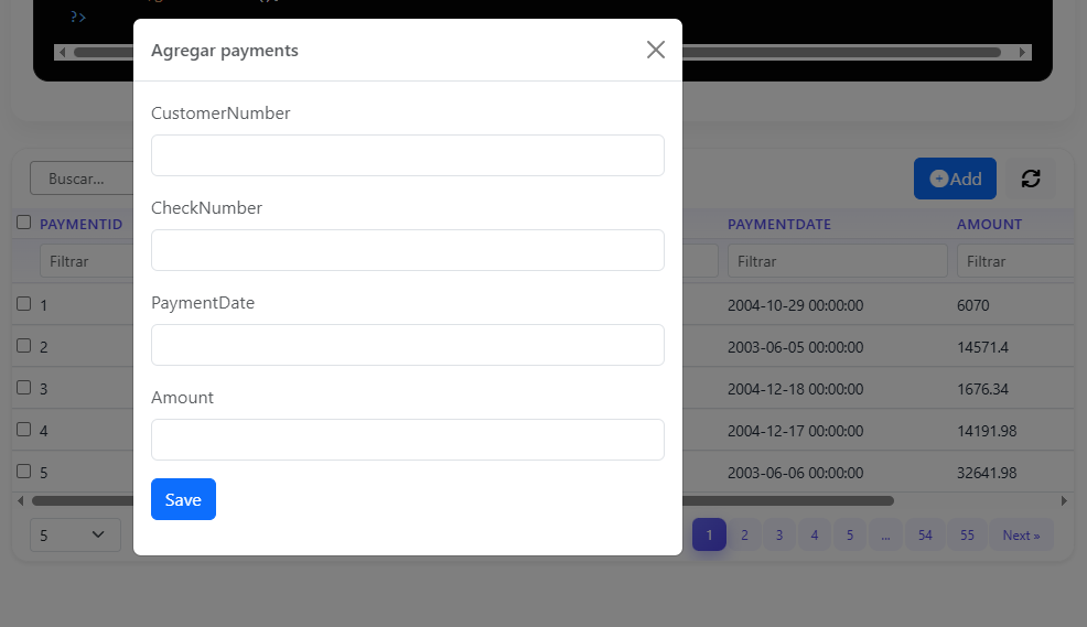 Automatic PHP CRUD forms generated inside modals