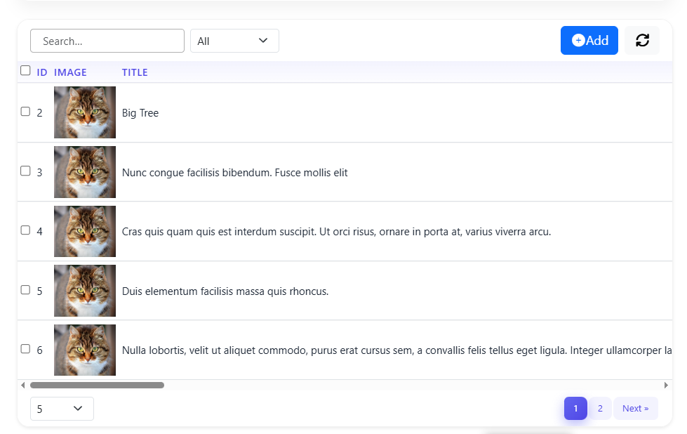 PHP CRUD Generator Data Grid with filters and pagination